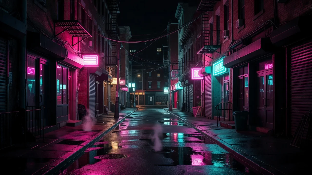 밤거리 네온 사인
